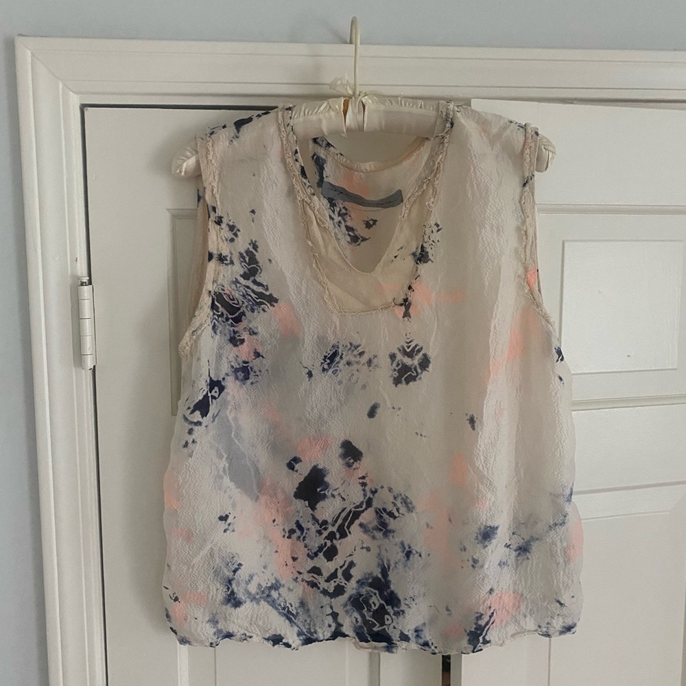 Raquel Allegra Tie-Dye Tank Top in Pink and Blue